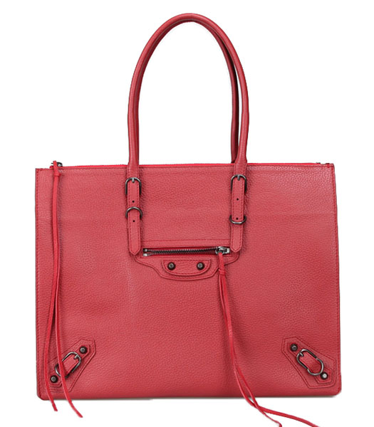 Balenciaga Tote Papier A4 Ligne postale Con Rosso modello del litchi Leat